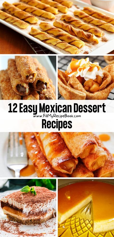 12 Easy Mexican Dessert Recipes - Fill My Recipe Book Croissants Breakfast, Recipes Aesthetic, Mexican Party Food, Mexican Desserts, My Recipe Book, Easy Puff Pastry, Mexican Dessert Recipes, Mexican Dessert, Hispanic Food