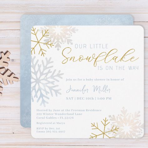 Pink Snowflake Baby Shower, Winter Wonderland Baby Shower Invitation, Snowflake Is On The Way, Unique Baby Shower Themes, Winter Shower, Pink Snowflake, Winter Baby Shower Invitations, Baby Shower Party Games, Snowflake Baby Shower