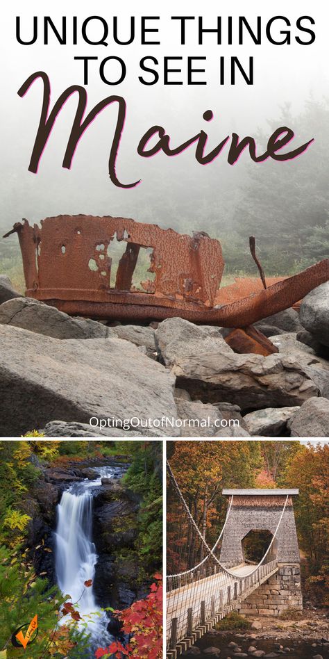 If you're taking a family vacation or quiet romantic weekend getaway to Maine, we put together an epic travel list of things to do in Maine that are more off the beaten path and unique. A perfect list of places to visit in the Summer, Fall, Winter or Spring. From state parks and waterfalls to shipwrecks and rocky islands off the mainland. Don't forget Stephen King's house if you're a fan! Plus so much more! Put Maine on your travel destination bucket list! Things To Do In Maine, Maine In The Fall, Maine Road Trip, Visit Maine, New England Road Trip, Road Trip Places, East Coast Travel, East Coast Road Trip, Maine Vacation