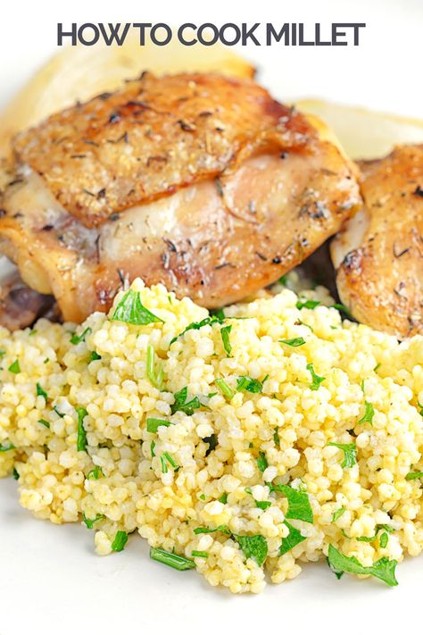 How To Cook Millet, Millet Recipes, Lemon Garlic Chicken, Easy Comfort Food, Grain Foods, Best Side Dishes, Millet, Side Dishes Easy, How To Cook