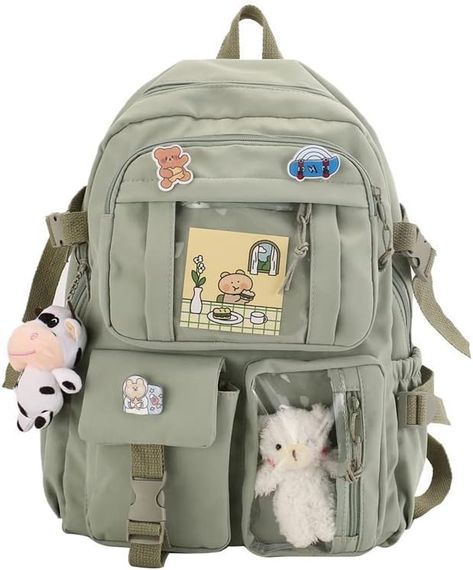 Cute Kawaii backpack Backpack With Pins, Aesthetic Backpack, Kawaii Backpack, Student Bag, Kawaii Accessories, Cute Backpacks, Student Backpacks, Small Backpack, Cute Pins