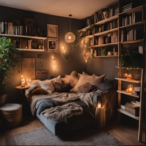 Creating Your Dream Library at Home: Tips and Tricks for Book Lovers – ANGELICA'S INTERIORS Library In Closet, Book Lovers Dream Room, Room For Book Lovers, Cozy Bedroom Bookshelves, Library Corner Bedroom, Reading Room Ideas For Adults, Cozy Bedroom With Bookshelves, Spare Room Library, Books Bedroom Aesthetic