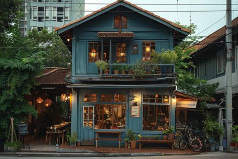 Cozy Cafe Exterior, Bakery Building, Japanese Coffee Shop, Japanese Cities, Modern Japanese House, Cafe Exterior, Building Aesthetic, Cafe Shop Design, Coffee Shop Aesthetic