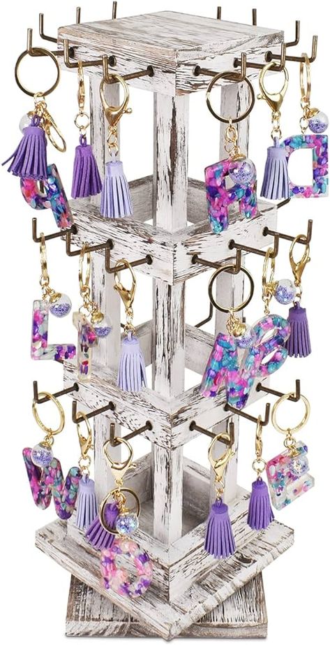 Amazon.com: Ikee Design Elegant Wooden Rotating Jewelry Tower-36 Hooks for Earrings, Bracelets, and More - Versatile Countertop Rack for Store, Tradeshow, and Home, Brown Color : Clothing, Shoes & Jewelry Rotating Jewelry Display, Earring Card Display, Display Tower, Necklace Jewelry Display, Craft Market Display, Keychain Display, Market Displays, Painted Shells, Earring Card