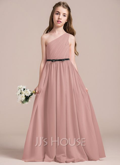 Junior Bridesmaid Dress, Junior Bridesmaid Dresses, Junior Bridesmaid, Floor Length Dresses, Color Swatches, Bridesmaid Dress, One Shoulder Formal Dress, Floor Length, Ruffles