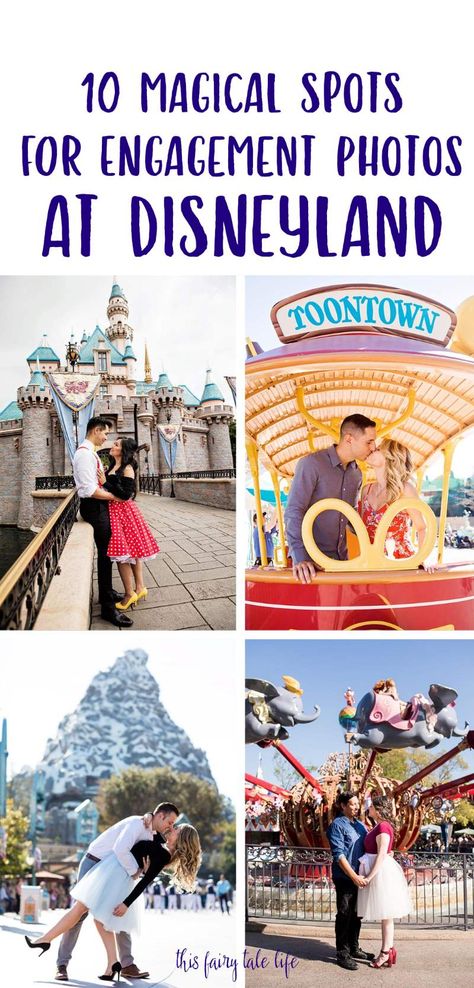 10 Great Engagement Photo Spots at Disneyland Park #disneywedding #disneybride #disbride Engagement Photos Disneyland, Disney World Engagement Photos, Disneyland Engagement Pictures, Disney Engagement Pictures, Disneyland Engagement Photos, Disneyland Engagement, Disneyland Wedding, Disneyland Anaheim, Disney Engagement