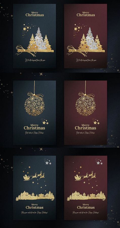 Greeting Card Christmas Design, Christmas Card Business, Christmas Illustration Design, Foil Christmas Cards, Christmas Marketing, Gold Foil Christmas, Corporate Christmas Cards, Christmas Greetings Card, Invitation Layout