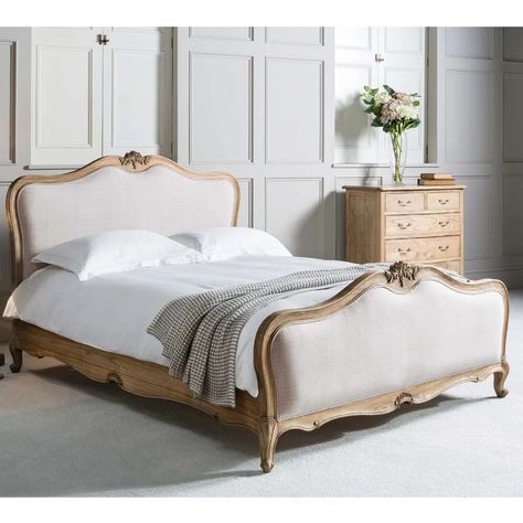 Weathered Mahogany Upholstered Bed, by Frank Hudson Classic French Bed, Gustavian Bedroom, Cama Super King Size, Wood And Upholstered Bed, French Beds, Linen Upholstered Bed, Bed Inspiration, Bed Weather, Mahogany Bed