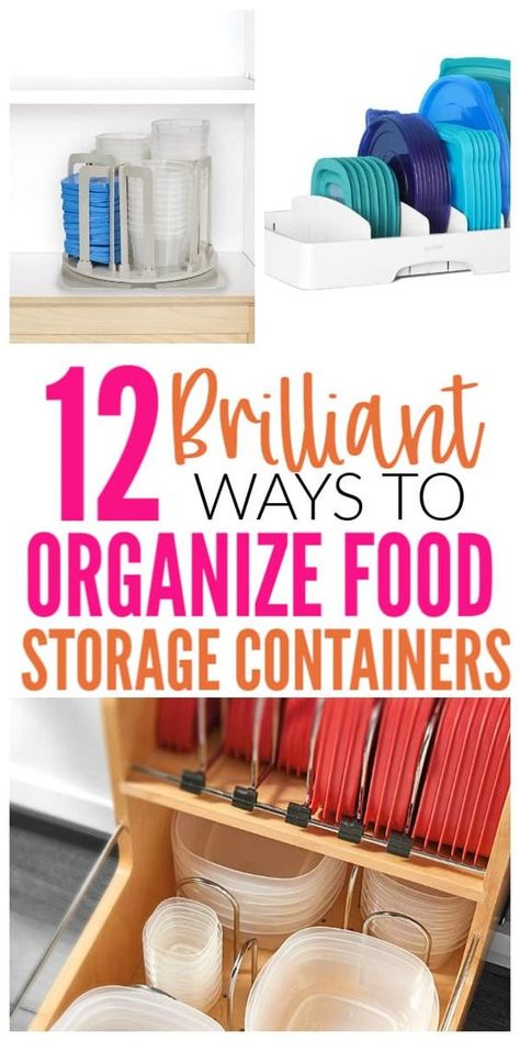 Organize Food Storage Containers, Organize Food Storage, Organize Tupperware, Tupperware Organizing, Tupperware Storage, Kitchen Organization Diy, Ways To Organize, Food Storage Containers Organization, Home Organization Hacks