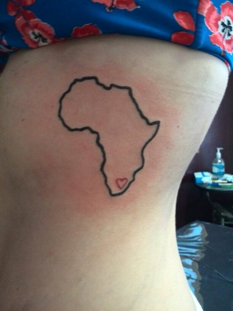 South Africa is where my heart lies! My newest tattoo. Tattoo Ideas South Africa, South African Tattoos, South African Tattoo Ideas, Africa Outline Tattoo, South Africa Tattoo Ideas, South African Tattoo, South Africa Tattoo, Tattoo With Heart, Africa Tattoo