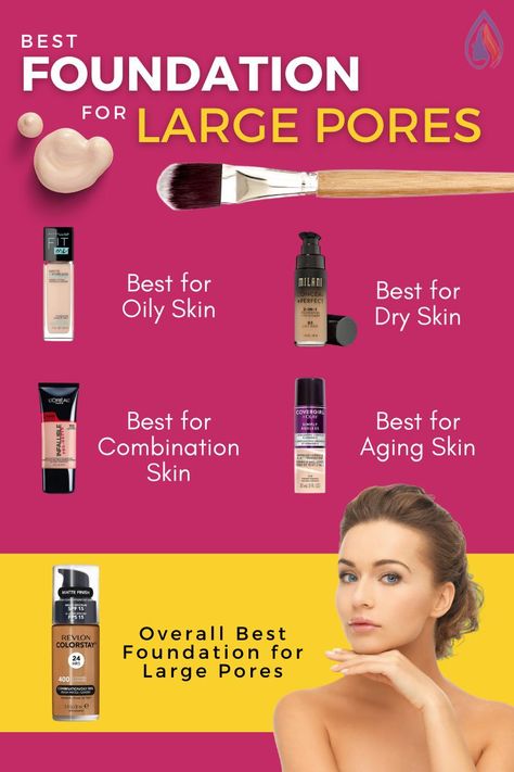 Makeup For Big Pores, Makeup For Pores Skin, Big Pores Makeup, How To Cover Pores With Makeup, Best Foundation For Large Pores, Makeup For Large Pores, Makeup For Maturing Skin, Foundation For Large Pores, Large Pores Makeup