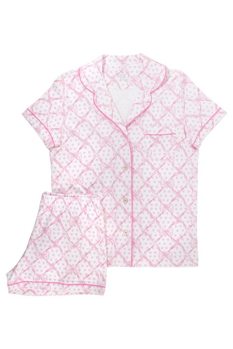 Roller Rabbit x LoveShackFancy Baby Bow Hearts Women's Polo Pajama Lulu Shorts, Cute Pjs, Cute Pajama Sets, Roller Rabbit, Baby Bow, Cute Preppy Outfits, Cute Pajamas, Loungewear Set, Short Pajama Set