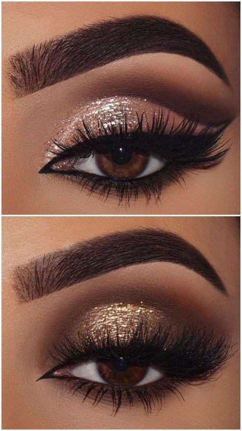 Easy Smokey Eye, Wedding Eyes, Wedding Eye Makeup, Glam Wedding Makeup, Wedding Makeup For Brown Eyes, Gold Eye Makeup, Date Night Makeup, Prom Eye Makeup, Smokey Eye Tutorial