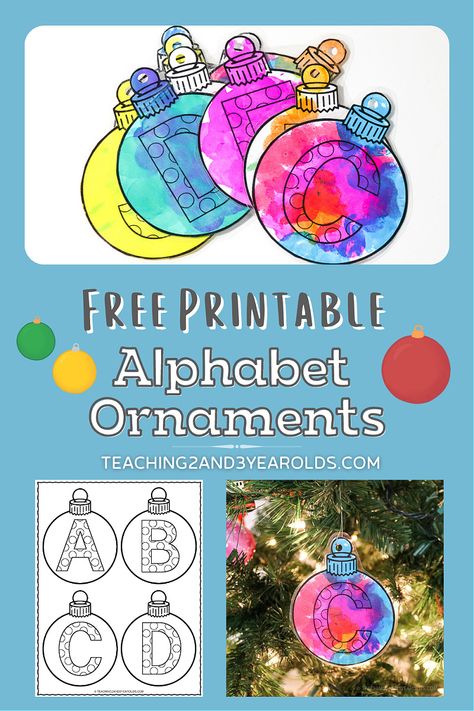 Ornament Ideas For Preschoolers, Christmas Ornament Printable, Preschool Christmas Ornaments, Ornament Printable, Joy School, Simple Art Activity, Printable Christmas Ornaments, Alphabet Christmas, Advent Ideas