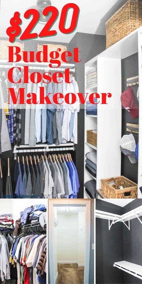 Closet Remodel On A Budget, Narrow Walk In Closet Designs Layout, Diy Walk In Closet Renter Friendly, Budget Master Closet, Master Closet Design On A Budget, Redo Master Closet, Upgrade Closet Shelving, Diy Master Closet Remodel, Closet Updates On A Budget