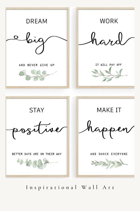 Positive Wall Art, Office Quotes, Quote Decor, Wall Art Office, Wall Decor Quotes, Modern Bedroom Decor, Art Office, Unframed Wall Art, Motivational Wall Art