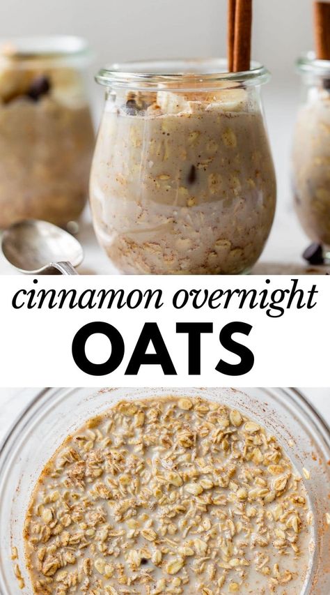 Chocolate Chip Overnight Oats, Healthy Recipes Breakfast, Cinnamon Overnight Oats, Vanilla Overnight Oats, Overnight Oats Recipe Easy, Overnight Oats With Yogurt, Easy Overnight Oats, Oat Recipes Healthy, Overnight Oats Recipe Healthy