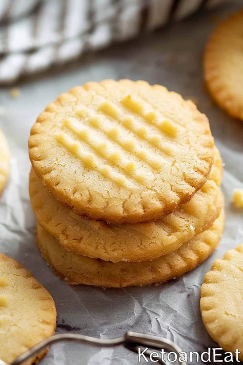 Low Carb Shortbread Cookies: Easy Keto Recipe | KetoAndEat Keto Shortbread Cookie Recipe, Keto Quick Dessert Recipes, Low Carb Butter Cookies, Low Carb Shortbread Cookies, Keto Mexican Wedding Cookies, Keto Cream Cheese Pecan Cookies, Keto Pastry Recipes, Low Carb Cream Cheese Cookies, Wholesome Yum Keto Recipes