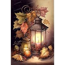 Happy Fall Images, Thanksgiving Art Painting, Autumn Scenery Painting, Fall Illustration Autumn, Fall Rocks, Art Kits For Adults, Fall Lantern, Primitive Painting, Fall Canvas Painting