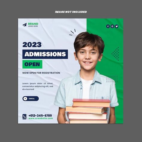 School admissions open social media post... | Premium Psd #Freepik #psd #back-school-post #school-advertisement School Post Design, Eid Wallpaper, School Advertising, Kids Social Media, Admissions Poster, Graphic Design Posters Layout, Digital Advertising Design, Education Poster Design, Social Web