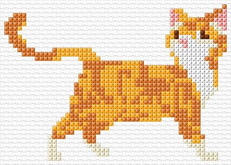 Cat|x-stitch|10 Free Patterns Online Cat Cross Stitches, Cross Stitch Tutorial, Cat Cross Stitch Pattern, Animal Cross Stitch Patterns, Small Cross Stitch, Pola Kristik, Cross Stitch Bookmarks, Cat Cross Stitch, Cross Stitch Cards