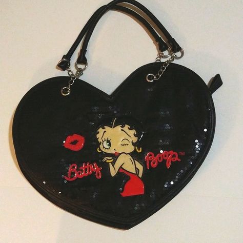 Betty Boop Heart Shaped Purse Heart Shaped Purse, Betty Boop Handbags, Betty Boop Purses, American Girl Doll Clothes Patterns, Y2k Accessories, Brand Handbags, Pretty Bags, Cute Purses, Doll Clothes Patterns