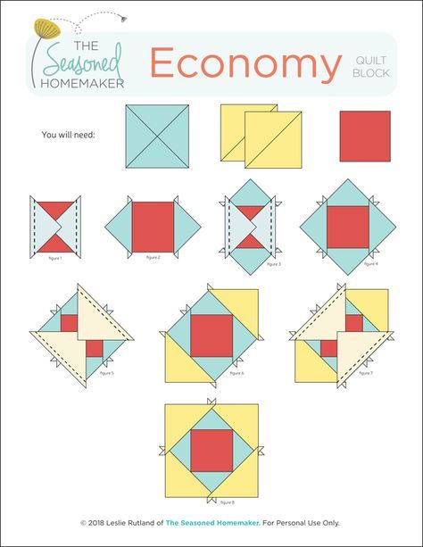 Learn How to Make a Perfect Economy Quilt Block with these simple instructions. Free downloadable tutorial instructions included. #economyquiltblock #squareinsquarequiltblock #quiltblocks #easyquiltblocks #halfsquaretriangles #howtoquilt #quilttutorials Economy Square Quilt Block, Block Within A Block Quilt Pattern, Economy Block Quilt Cheat Sheets, Economy Square Quilt, How To Make A Square In A Square Quilt Block, Quilt Square Patterns Easy, Simple Quilt Blocks Patterns, Square On Square Quilt Block, Free Small Quilt Patterns