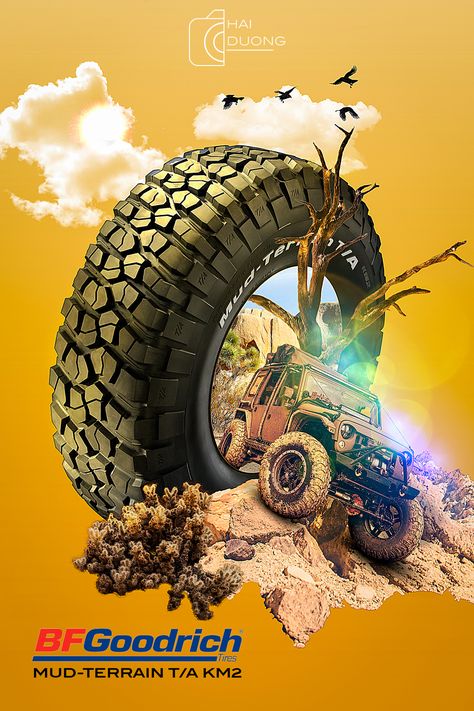 BF Goodrich tire - Advertising Poster on Behance Car Advertisement Poster, Tire Advertising, Car Advertising Design, Afrique Art, Photoshop Design Ideas, Social Media Advertising Design, 광고 디자인, Creative Advertising Design, Creative Flyer Design