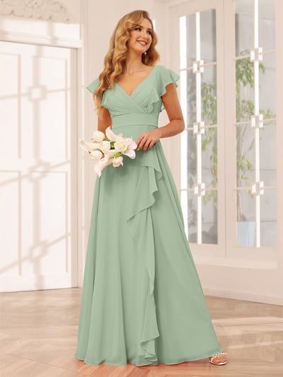 Sage Bridesmaid Dresses Green | Under $100, All Sizes | Lavetir Bridesmaid Dresses With Sleeves Long, Corset Styles, Bridesmaid Dresses Long Chiffon, Sage Green Bridesmaid Dress, Bridesmaid Dresses With Sleeves, Dusty Blue Bridesmaid Dresses, Party Dresses Online, Green Bridesmaid, Green Bridesmaid Dresses