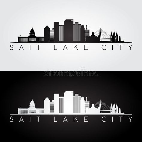 Salt Lake City Skyline, Silhouette City, Usa Skyline, City Logo, Technology Logo, Black And White Design, Willis Tower, City Skyline, Salt Lake City