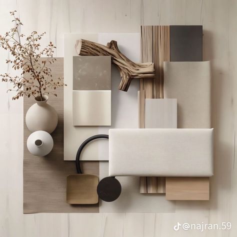 Japandi Design Interior, Bedroom Material Board, Natural Materials Interior Design, Japandi Mood Board, Japandi Interiors Moodboard, Japandi Moodboard, Japandi Style Home, Aesthetic Textures, Japanese Style Interior Design