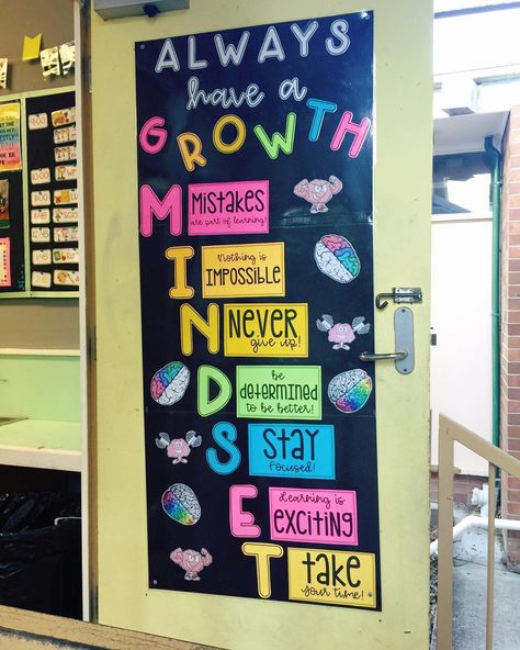 Just realised I never poster my Term 2 door display! We focused on Growth Mindset a lot last term, due to NAPLAN, assessments & reports!! Positive Education, Growth Mindset Classroom, Diy Classroom Decorations, Classroom Board, Door Displays, Middle School Classroom, Year 5, Diy Classroom, New Classroom