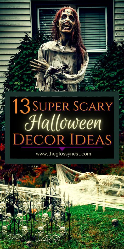 Halloween Scary Decor, Scary Porch Ideas For Halloween, Scary Halloween Yard Decorations Diy, Haunted Graveyard Ideas, Scary Yard Halloween Ideas, Scary Front Porch Halloween Ideas, Zombie Decorations Outdoor, Backyard Haunted House Diy, Scariest Halloween Decorations