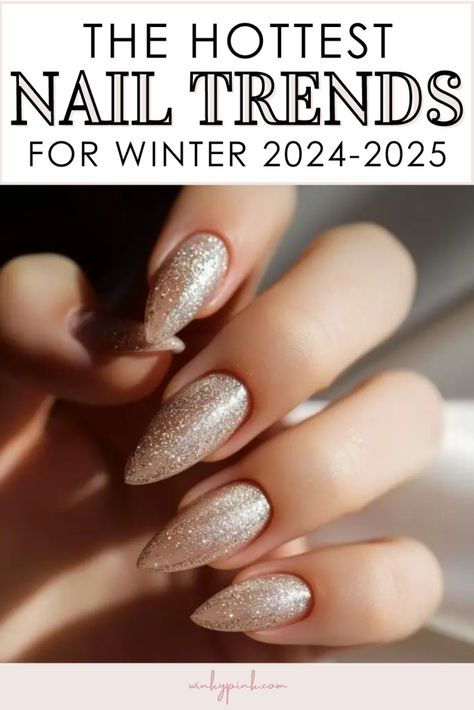 The Hottest Winter Nail Trends for 2024-2025 - New Year Nails Ideas Short, Spring 2025 Nail Trends, Chrome Winter Nails 2024, Nails Winter 2025 Trends, Taupe Gold Nails, Holiday 2024 Nail Trends, Trend Nails 2024 Winter, Nail Colors For New Years, New Years Nude Nails