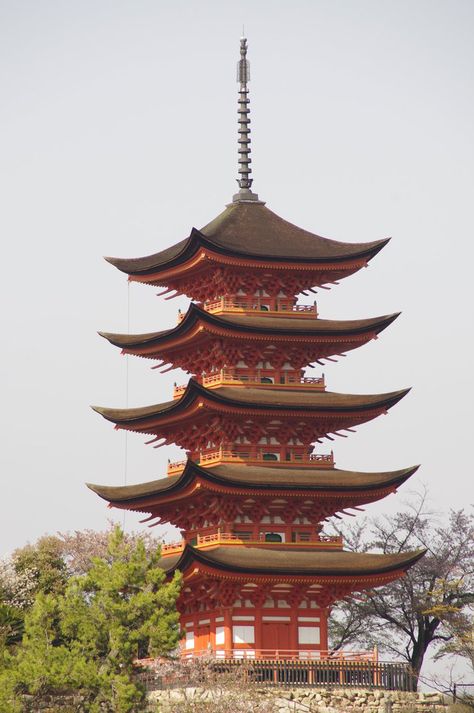 Pagoda in Miyajima by ~rufy73 on deviantART Japanese Flower Tattoo, Ancient Chinese Architecture, Traditional Japanese Architecture, Japanese Pagoda, Japanese Shrine, Japan Architecture, Building Photography, Japanese Temple, Asian Architecture