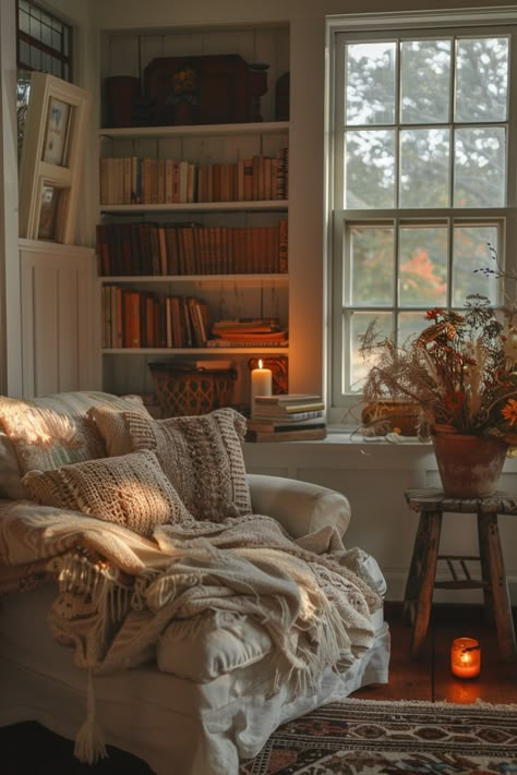 Farmhouse Living Room Ideas, Home Vibes, Farmhouse Living Room, Cottage Home, Book Nook, Room Style, The Farmhouse, Home Aesthetic, Living Room Style