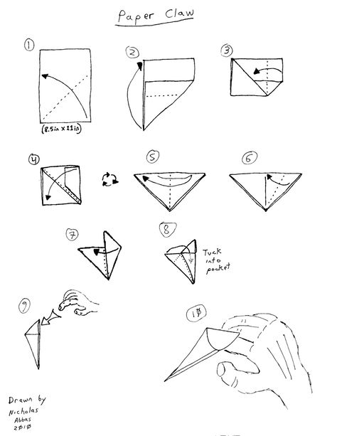 Make one for each finger. Paper Claw. Roughly drawn. Paper Fingers Claws, Diy Paper Finger Claws, Paper Claws How To Make, How To Make Claws Out Of Paper, Paper Claws Tutorial, Paper Finger Claws, Origami Finger Claws, How To Make Paper Claws, Claw Fingers