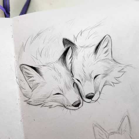 Loving wolves by Kleevia Fox Sketch, Fox Drawing, Animal Drawings Sketches, Cute Sketches, Easy Drawings Sketches, Arte Sketchbook, Art Drawings Sketches Creative, Dessin Adorable, Animal Sketches