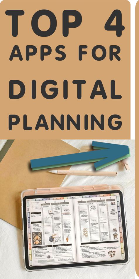 TOP 4 APPS for Digital Planning in iPad with Apple Pencil digitalplanneripad #cutedailyplannertemplate Best Planner Apps For Ipad, Best Ipad Planner App, Best Digital Planner Ipad, Planner Apps For Ipad, Ipad Planner Apps, Planner Apps Ipad, Ipad Pro Note Taking, Ipad Apps Must Have, Best Planner App