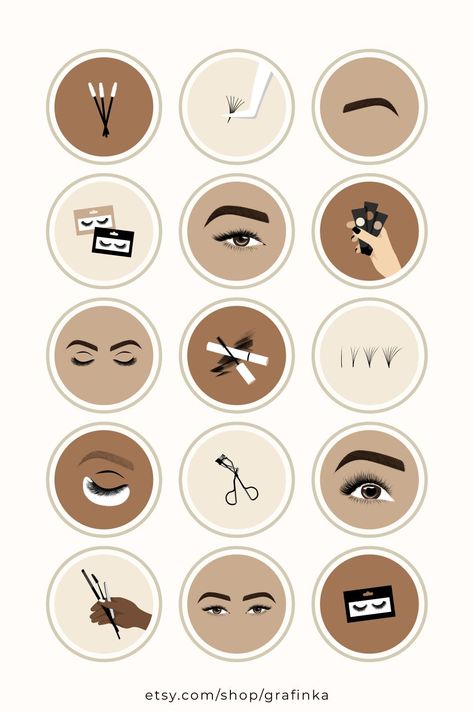 Brown minimalist digital drawing of lashes and brows for Instagram story highlight #Eyebrow_Tech #Brow_Technician #Palette_Beige #Highlight_Covers_For_Instagram Eyebrow Tech, Brow Technician, Eye Lash Design, Palette Beige, Instagram Brows, Brown Minimalist, Esthetician Marketing, Graphic Design Jobs, Black And White Instagram