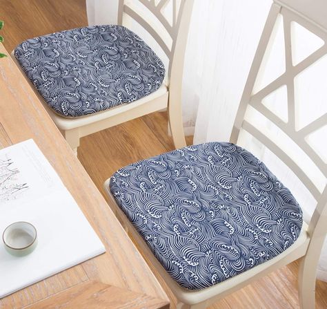 Amazon.com: Peacewish Japanese Chair Pad Seat Cushions Cotton Linen Chair Cushion， Non Slip，Washable (Blue Flower, Set of 4): Gateway Tatami Chair, Japanese Chair, Bistro Chairs Outdoor, Dining Chair Pads, Kitchen Chair Cushions, Office Chair Cushion, Best Office Chair, Bay Windows, Kitchen Chair