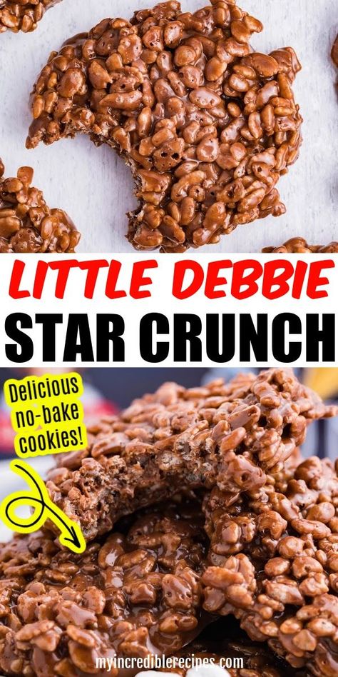 How to Make Little Debbie Star Crunch Taste Of Home Desserts, Homemade Little Debbie Snacks, Star Crunch Cookies, Copycat Cookies, Star Crunch, Chocolate Rice Krispies, Cool Whip Cookies, Crunch Cookies, Craving Chocolate