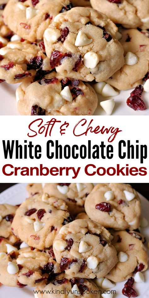 White Chocolate Chip Cookies With Cranberries, Recipes That Use Cranberries, The Best Soft And Chewy Cranberry White Chocolate Chip Cookies, Orange Cranberry White Chocolate Cookies, White Cranberry Cookies, Soft White Chocolate Cranberry Cookies, Paula Deen Cookie Recipes, Christmas Cranberry Cookies, Cherry White Chocolate Chip Cookies