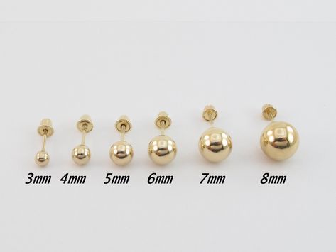 Large Gold Stud Earrings, 3 To 4 Grams Gold Earrings, Gold Studs Earrings Indian Round, Small Gold Hoop Earrings With Ball, Ball Stud Earrings, Gold Ball Stud Earrings, Small Earrings Gold, New Gold Jewellery Designs, Engagement Mehndi Designs