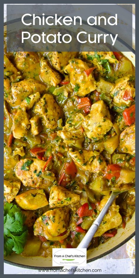 Chicken and Potato Curry Chicken And Potato Recipes, Chicken And Potatoes Recipes, Spicy Chicken Curry Recipes, Chicken And Potato Curry, Curry Chicken Recipe, Chicken And Potato, Curry Recipes Easy, Chicken Potato, Chicken Curry Recipe