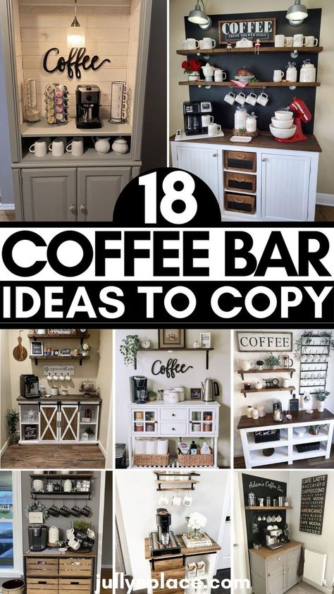 Coffee Bar Ideas Coffee And Wine Bar Shelf Ideas, Coffee Bar Station Decor Ideas, Sofa Table Coffee Bar, Coffee Bar Lights, Colorful Coffee Bar Ideas, Coffee Bar In Kitchen Ideas, Coffee Bar Storage Ideas, Home Coffee Bar Ideas Small Spaces, Coffee Bar Armoire Ideas