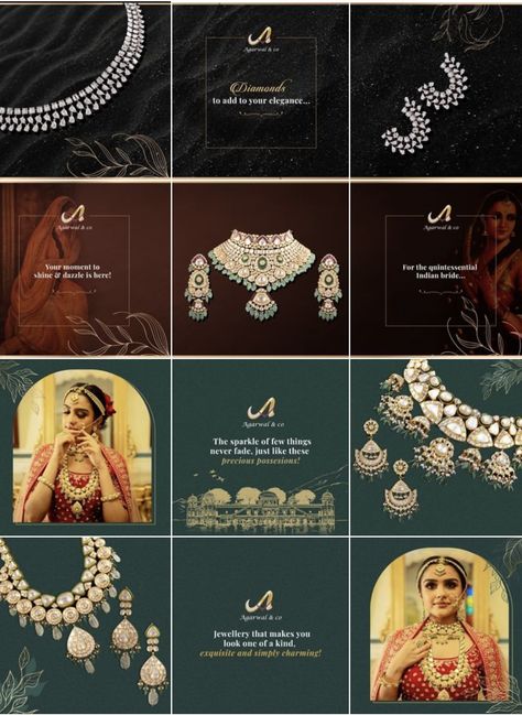 Jewellers Instagram Grid, Indian Jewellery Instagram Layout, Jewellery Polls Instagram, Jewellery Magazine Cover, Jewellery Instagram Grid Layout, Jewellery Creatives For Social Media, Jewellery Logo Design Ideas Aesthetic, Jewellery Social Media Grid, Jewellery Grid Design