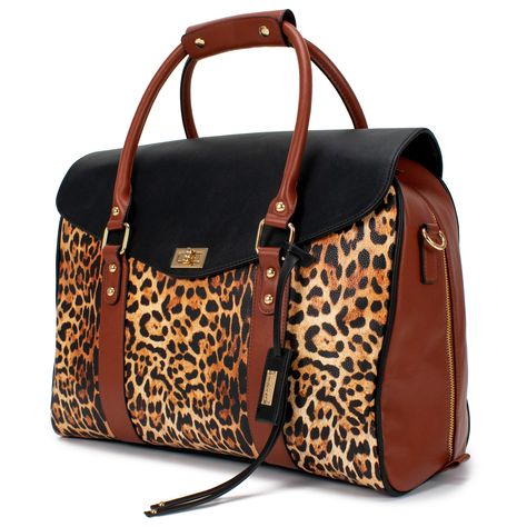 BADGLEY MISCHKA Leopard Travel Tote Weekender Bag - Walmart.com Leather Weekender Bag, Leather Weekender, Weekend Travel Bags, Business Chic, Medium Sized Bags, Stylish Handbags, Weekender Tote Bag, The Leopard, Va Va Voom