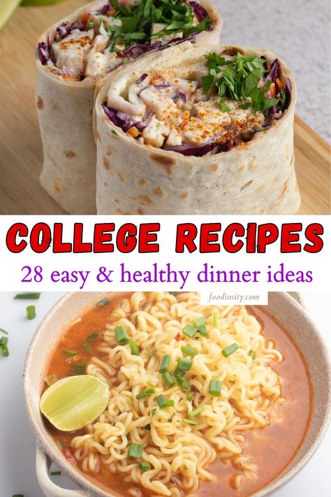 Easy Dinner Ideas College, Easy Chicken Recipes For College Students, College Meal Ideas Easy Dinners, Easy Simple Ingredient Dinners, College Dorm Meal Ideas, College Student Dinner Ideas, Student Recipes Healthy, Easy Meals For College Students Healthy, Single Meal Ideas