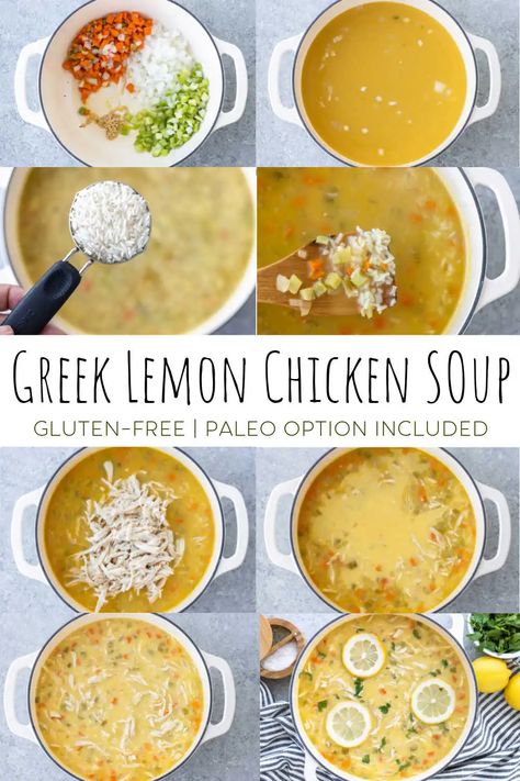 Lemon Pepper Soup, Lemon Chicken Soup With Rice, Crockpot Lemon Chicken Soup, Chicken Rice Lemon Soup, Greek Chicken Soup With Lemon, Lemon Pepper Chicken Soup, Lemon Soup Recipes, Lemon Chicken Soup Greek, Greek Meal Prep Bowls